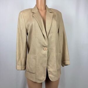 Preston & York Petites Women’s Sz 10P Tan Jute Rayon /Linen Blazer Jacket Casual